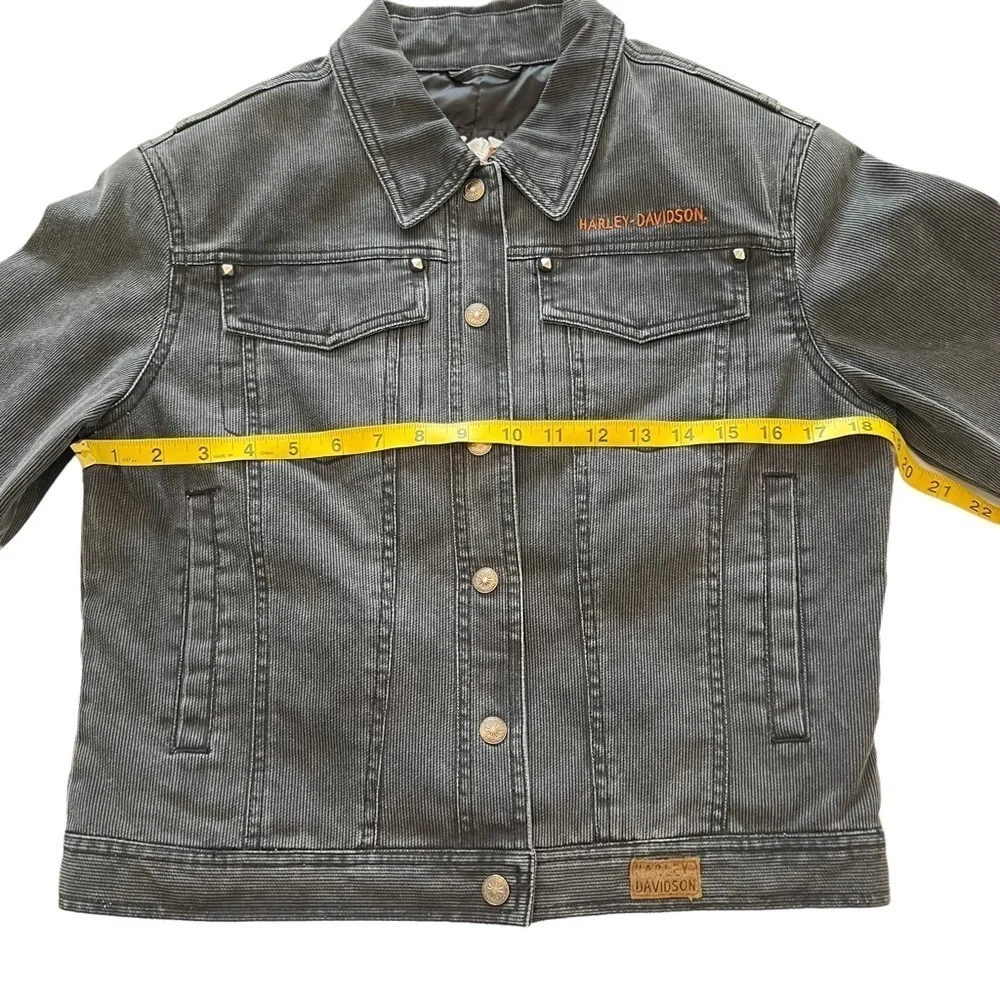 Harley Davidson Snap Front Cropped Moto Jacket  with Made in Milwaukee P… - Picture 4 of 16